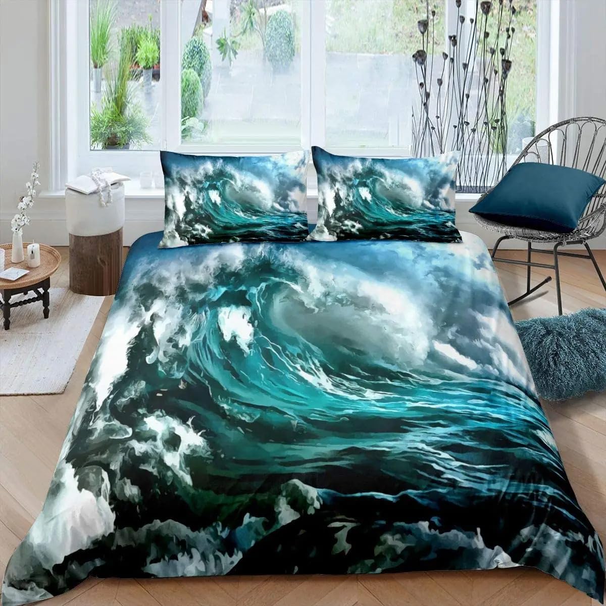 QBIDCSX Bedding Sets Single Surfing Bedding Sets Single Koala Duvet Cover 200x200cm with Zipper Closure, Hypoallergenic Quilt Cover with 2 Pillowcase for Boys Kids Girls