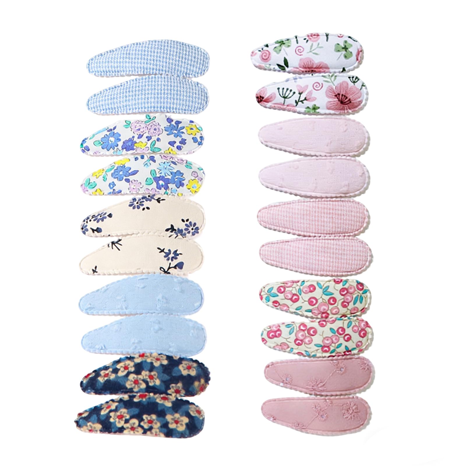 20 Pcs 2.2 Inch Baby Hair Clips and Toddler Hair Clips Set, Floral Print Non-Slip Wrapped Fabric Snap Clips with Gentle Grip, Soft Fabric Baby Hair Accessories for Infants Girls Kids