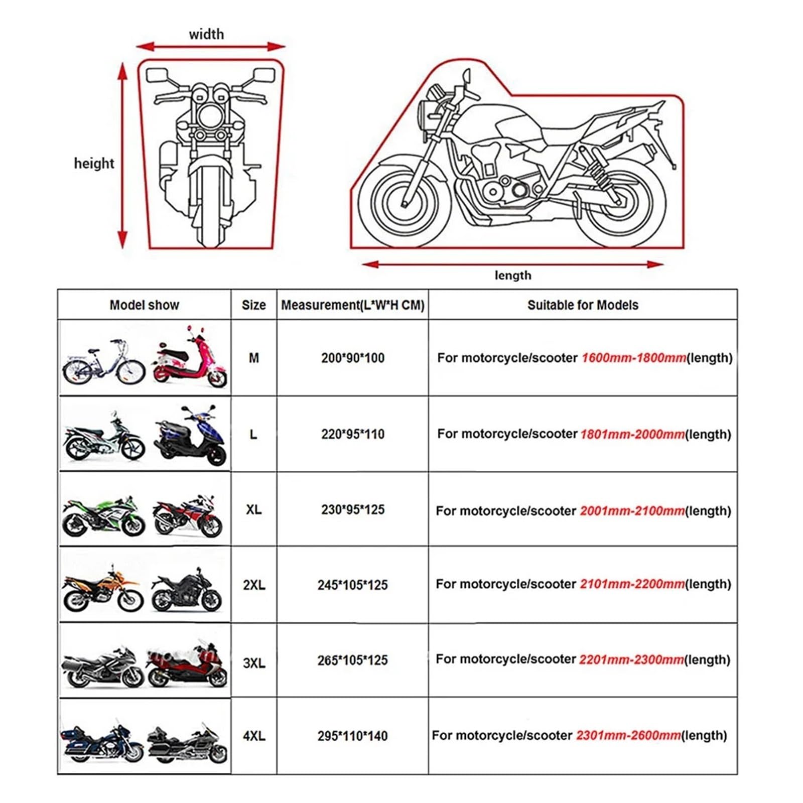 Cubierta Motocicleta Protectora Funda Universal Oxford Gruesa para Motocicleta, Protección para Exteriores, para Lluvia, Parasol, Lona Protectora con Fundas para Exteriores.