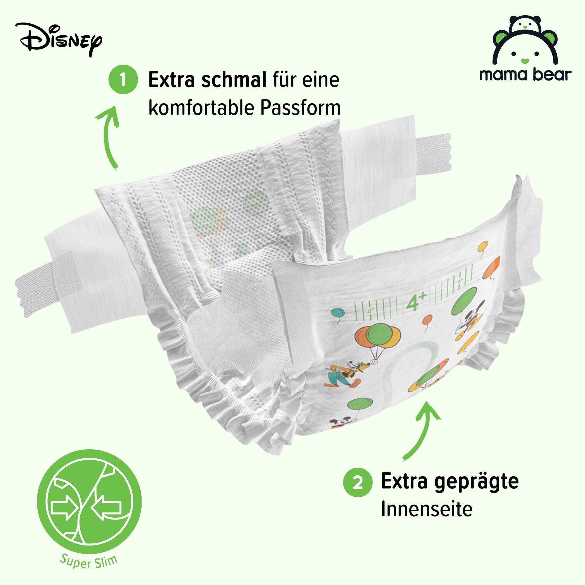 Amazon-Marke: Mama Bear Disney Ultra Dry Windeln Größe 4+ (9-15 kg) - MONATSBOX, Weiß, 160 Stück (2 Packungen mit 80)