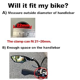 Hafny New Handlebar Bike Mirror, HD Blast-Resistant, Safe Crystal Clear Glass, Adjustable Rotatable Rearview Mirror for Bicycle, HF-MR095