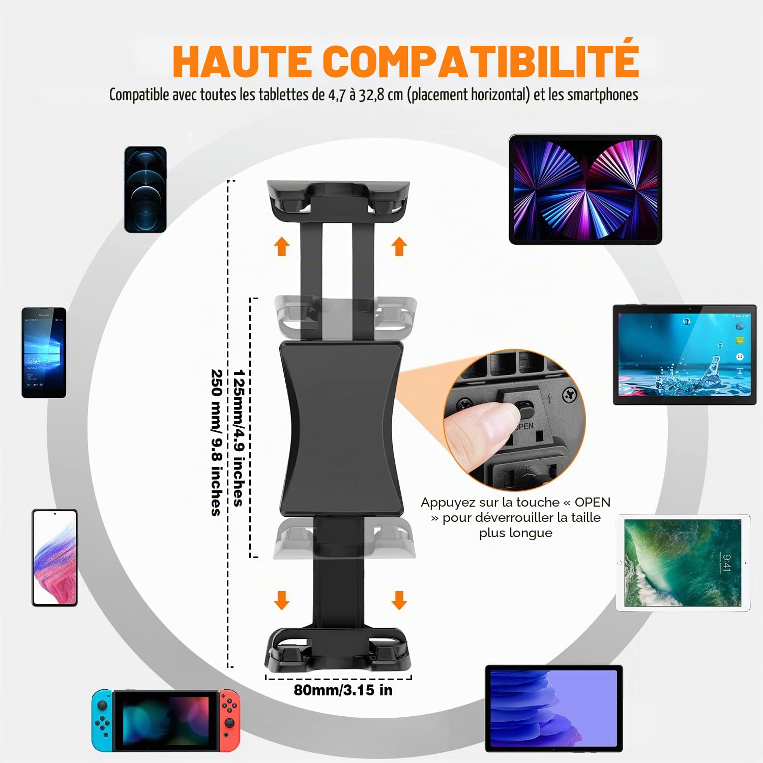 Tendak Support Tablette Col de Cygne pour Tapis de Course et Microphone - Compatible iPad, iPad Pro, Mini, Air 4.7-12.9 Pouces et Téléphone