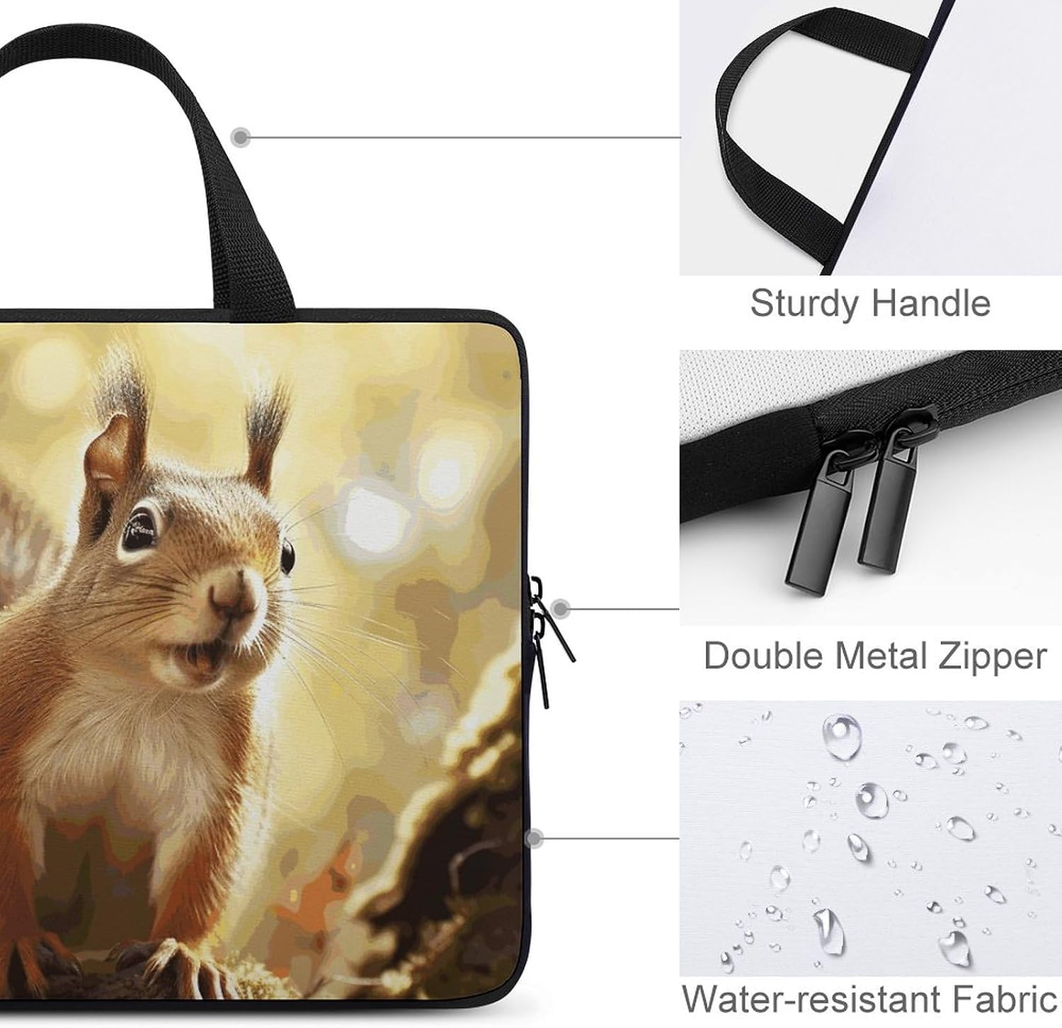 Laptop Case Sleeve Shockproof Computer Carrying Bag Funny Squirrel Laptop Bag Tote Lightweight Notebook Case Cover Traveling Briefcase Handle Bags for Travel Business 12inch image 4