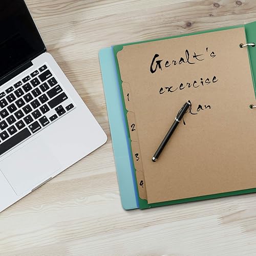 Miniatura 5 de Separadores de carpetas de 3 anillos con 5 pestañas para tamaño carta, corte de 15, 3 agujeros perforados, separadores de índice de papel kraft en