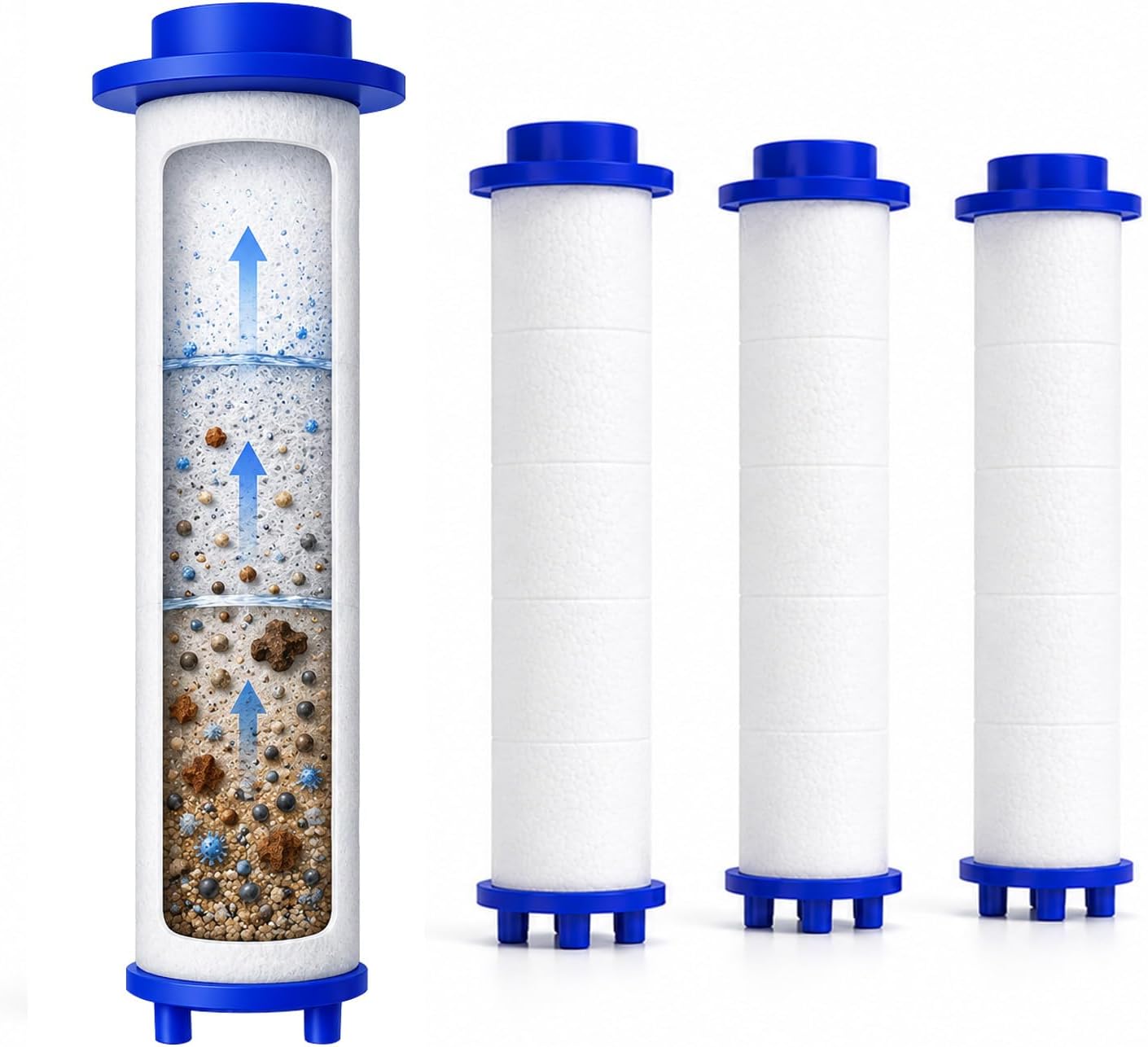 Drivse Ion Drops Shower Head Filters | 3 Pack | 0.7 x 2.8 inches ABS Cotton