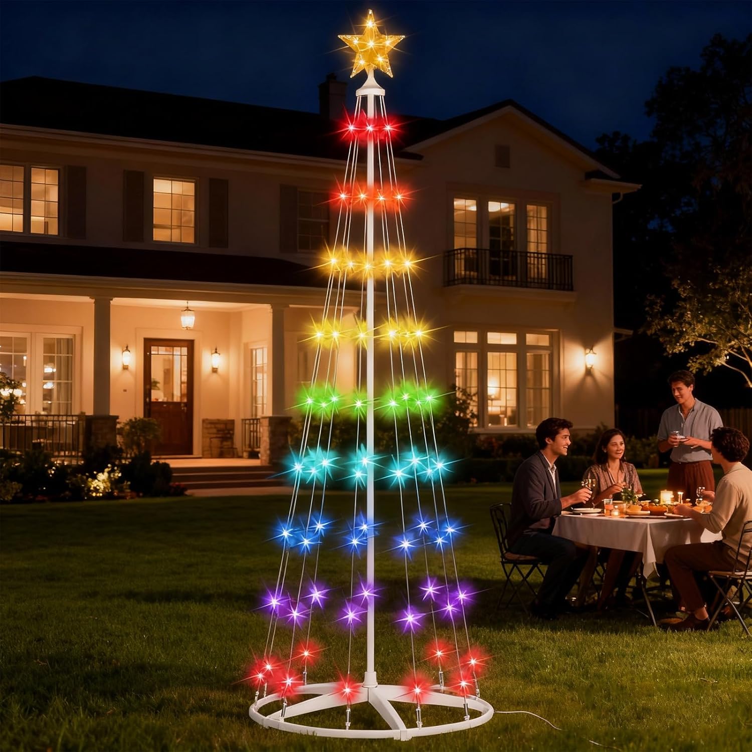 Advwin 204cm Christmas Cone Tree Lights with Smart RGBIC LED Lights ...