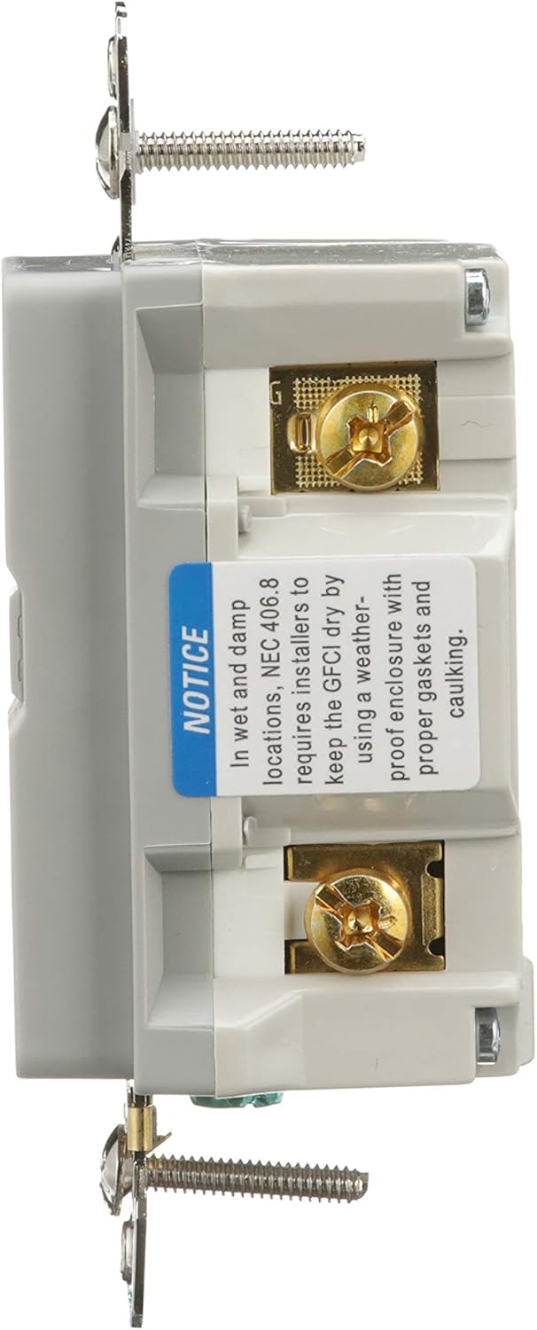 Eaton GFCI Self-Test 20A -125V Tamper & Weather Resistant Duplex Receptacle with Standard Size Wallplate, Gray