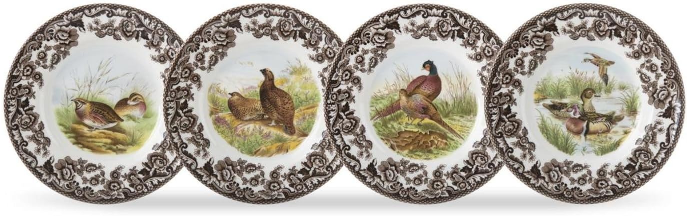 Spode Woodland Canape Plates Assorted Motifs, Set of 4