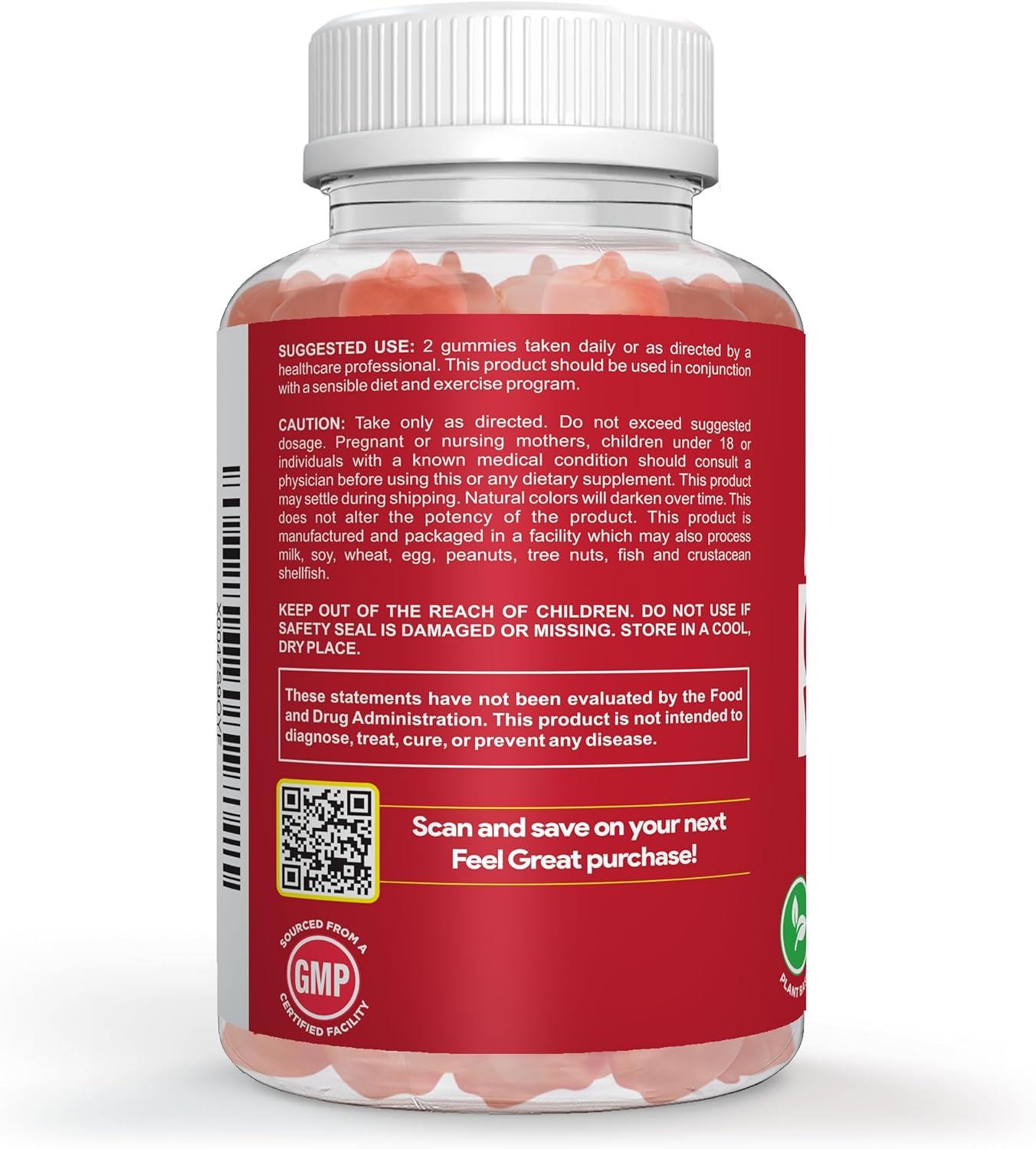 Feel Great Vitamins Apple Cider Vinegar Gummies – ACV with The Mother for Digestive Support & Daily Wellness – Vegan, Non-GMO, 60 Gummies - Image 3