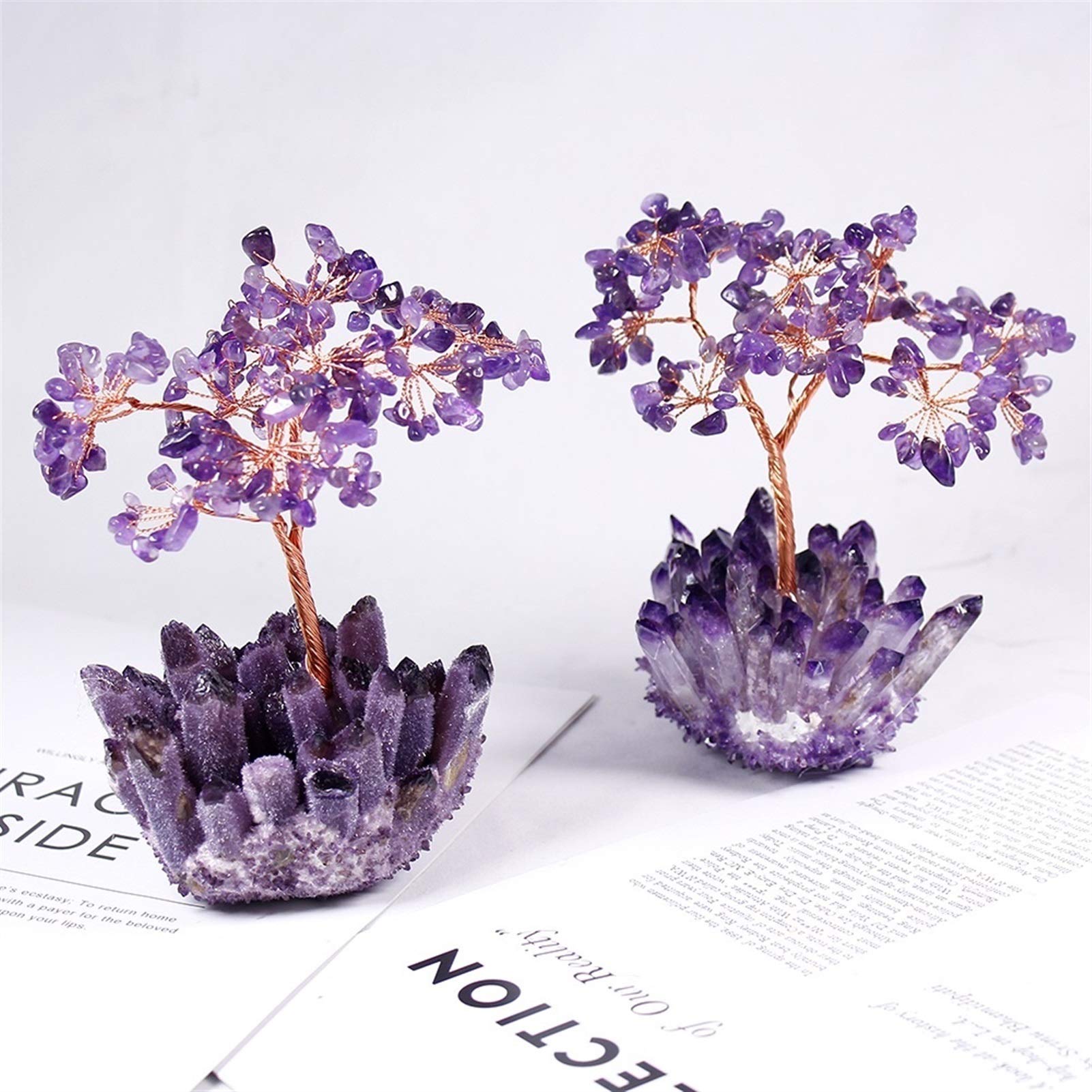 Kristallbaum Kristallbaum Amethyst Quarz Edelstein Baum Kristall Cluster Cluster Base Bonsai Glück Geldbaum Skulptur Home Office Decoratio Kristalle (Color : B)