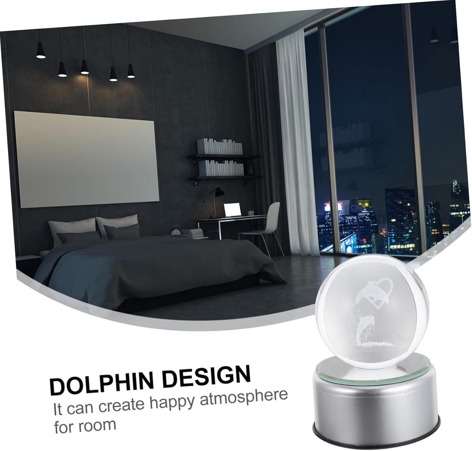 Dolphin Crystal Ball Decor Luminous Dolphin Sphere for Mom Ocean Animal Home Decoration