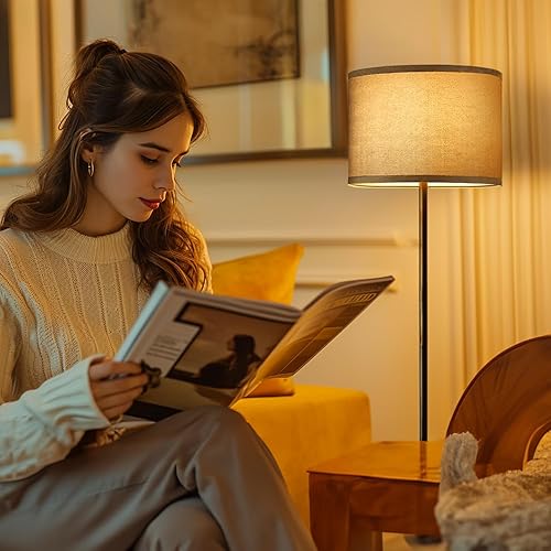 Miniatura 6 de Oneach Lámpara de pie industrial de granja de 61 pulgadas para sala de estar, lámpara de pie rústica para sala de estar, dormitorio, lámparas altas