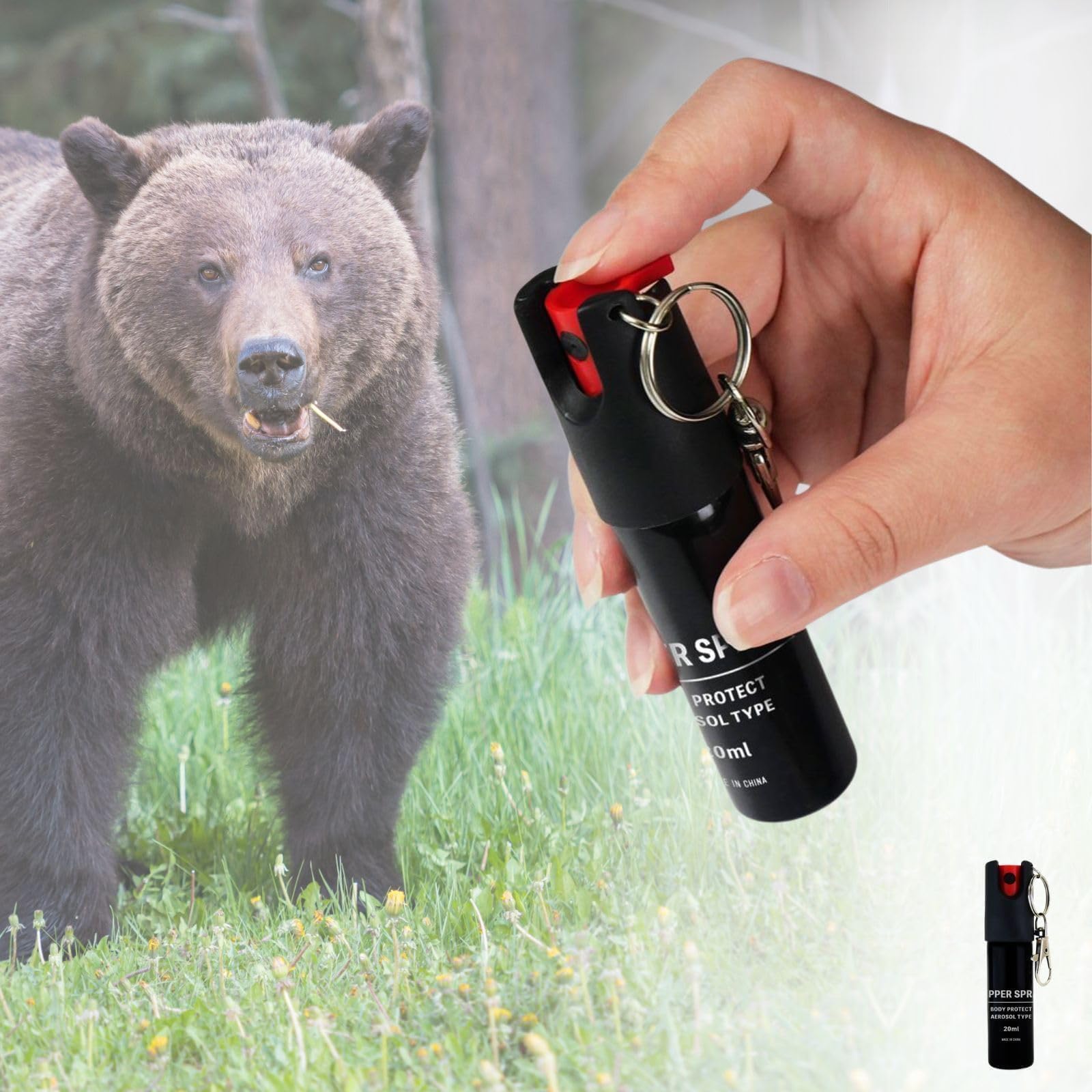 Bear Repellent Spray, 20 Second Continuous Spraying, Self-Defense Goods, Security Goods, Small, Camping, Hiking, Outdoors, Security
