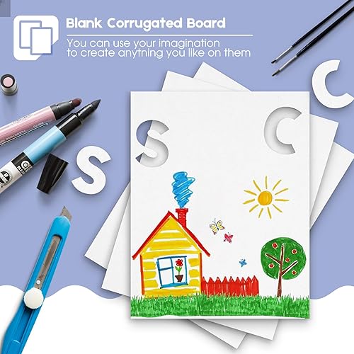 Miniatura 10 de Golden State Art Paquete de 10 hojas de cartón corrugado blanco por un lado, 12 x 12 pulgadas, insertos de cartón plano para correo, embalaje,