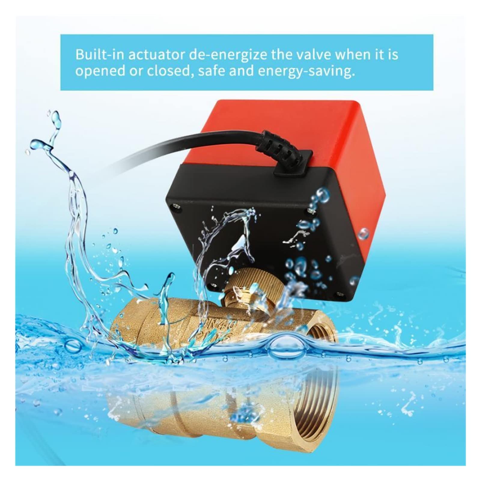 Genérico yaoqijie DC 24V DN40 Válvula de Bola de latón Válvula eléctrica 2 vías de válvula eléctrica de la válvula de Bolas motorizada de latón G1-1/2 Lasting
