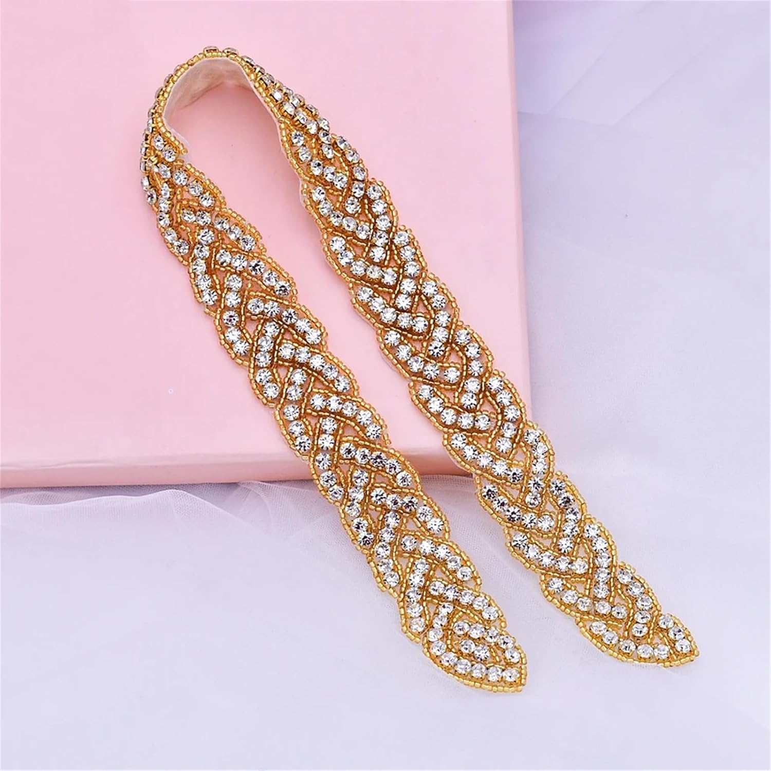 Women’S Golden Full Rhinestone Designer Bridal Sash Luxury Waistband Jewel Applique Handmade Wedding Belt For Gown And Party Dress Decoration