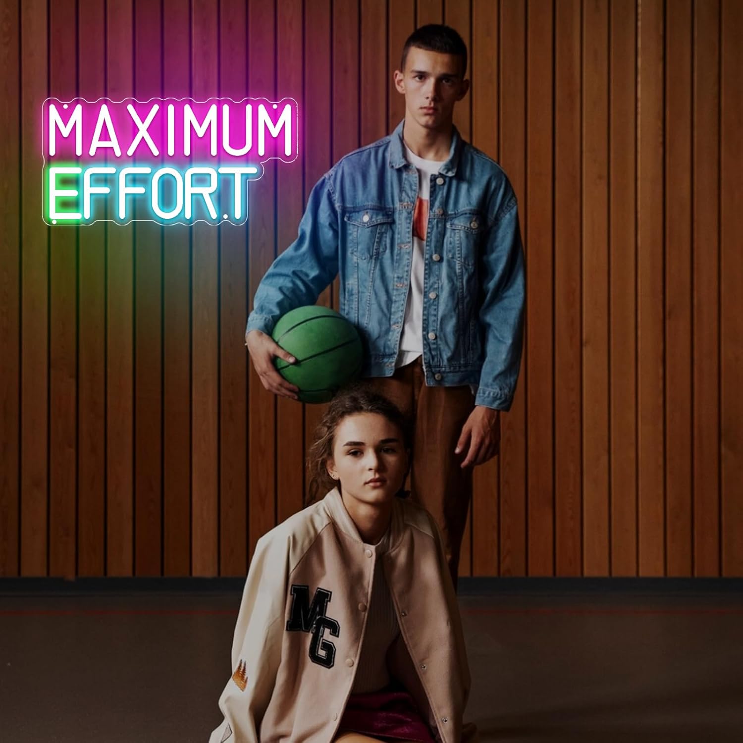 "MAXIMUM EFFORT" Neon Signs, Large Neon Signs, LED Neon Signs for Wall Decorations, Neon Wall Lights with USB Power Supply, Neon Wall Lights for Bedroom Living Room Bar Wall Art Neon Christmas