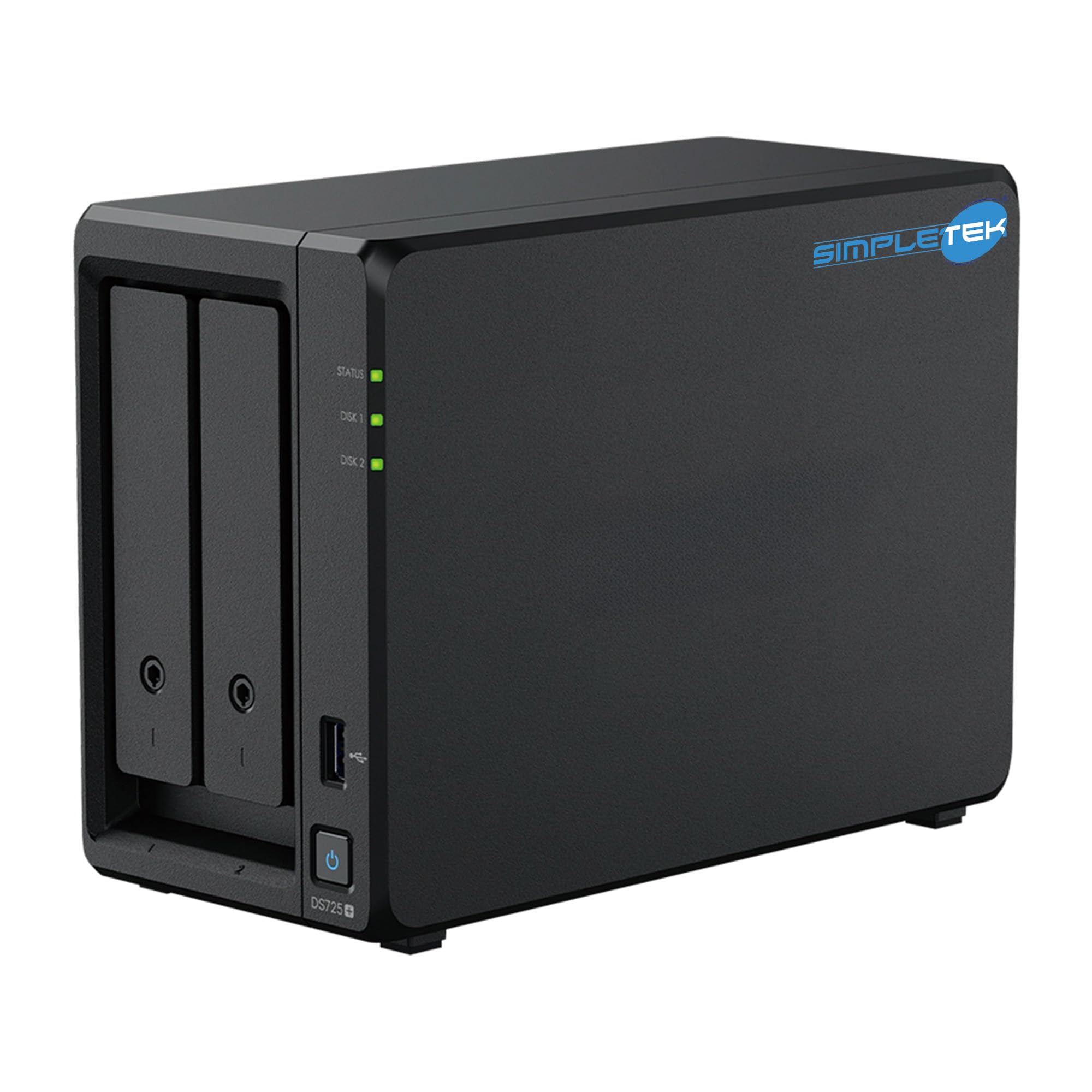 SIMPLETEK - Profesjonalny 2-komorowy serwer NAS - 4 GB RAM DDR4 ECC - w zestawie 2 x dysk twardy 10 TB - 2 wbudowane gniazda M.2 NVMe - Port LAN 2,5 GbE