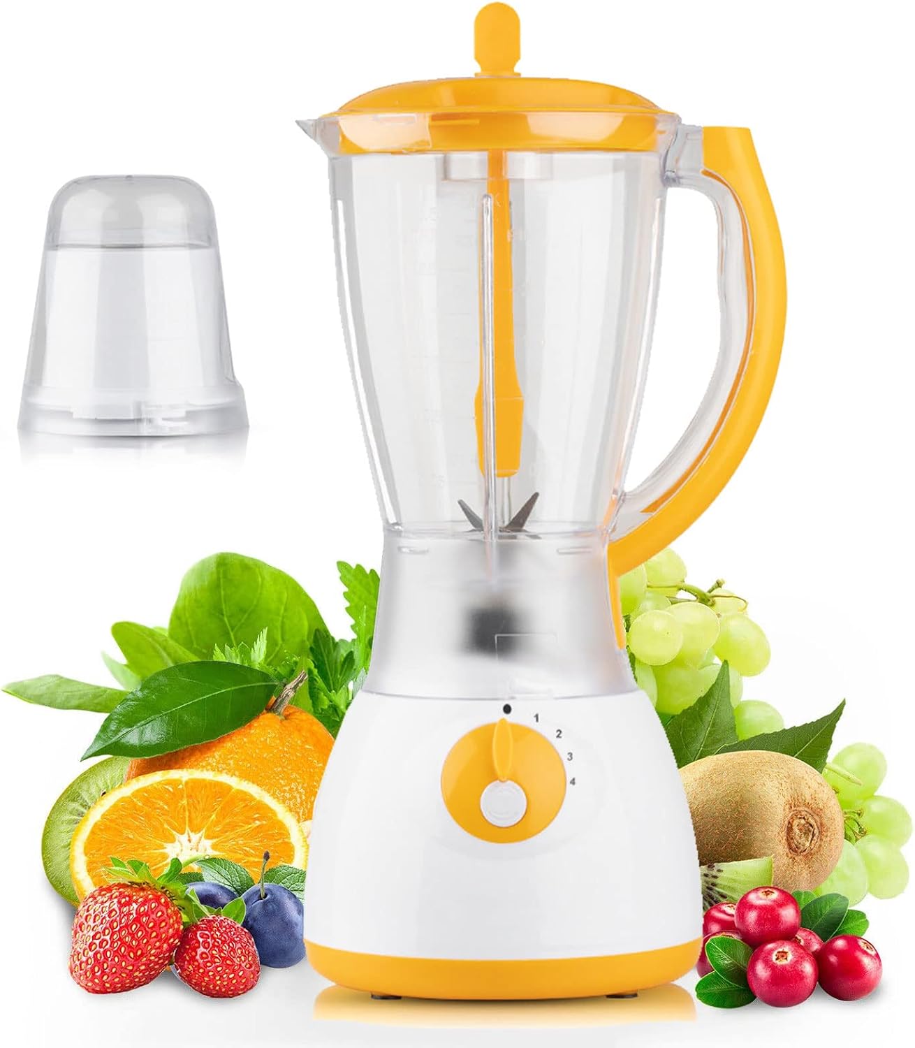 Blender Smoothie Maker, 1000W High Speed Professional Smoothie Blender Mixer with Adjustable Speeds and 1.5L Jar, Professional Food Processor Blender for Kitchen, 4 Stainless Steel Blade,Yellow