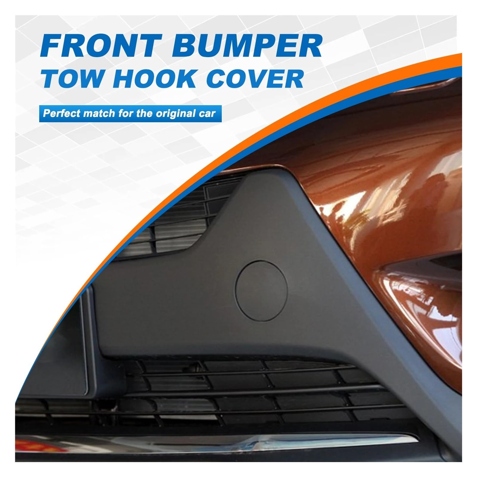 Pair Of Front Bumper Tow Hook Cover Caps For Toyota RAV4 2013-2015 – Black, LH & RH, Snap-On