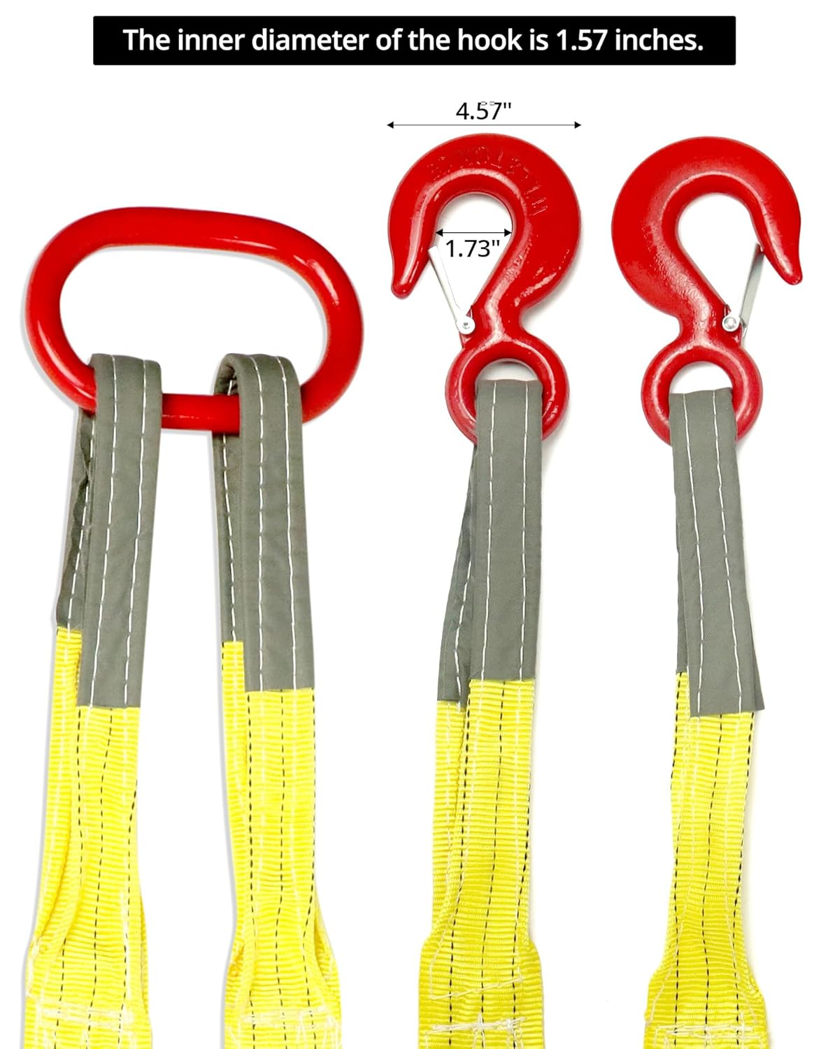 QWORK Heavy Duty Two Leg Bridle Web Sling, 4.92Ft 13227lb Capacity Steel Sling