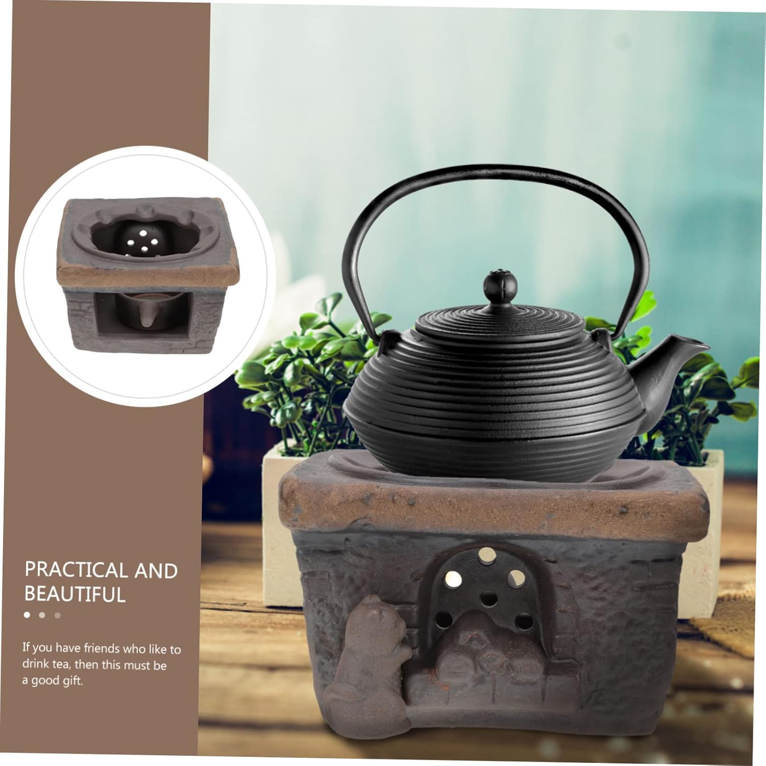 Retro Ceramic Teapot Warmer Decorative Tea Stove Heater Heat Resistant Teapot Base for Tea Parties Home Decor Craftsmanship Unique Design