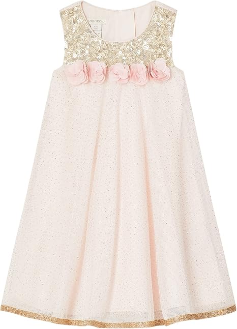 Monsoon - Vestito da bambina con paillettes per bambini, taglia 12-18 mesi,  colore: Rosa : Amazon.it: Abbigliamento