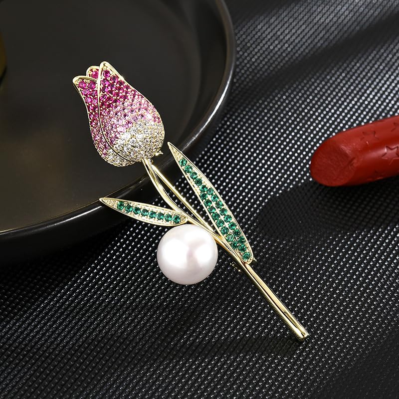 Image of Flower Brooch Pin Gold-Plated Enamel Brooch Lapel Pins Flower Jewelry for Women