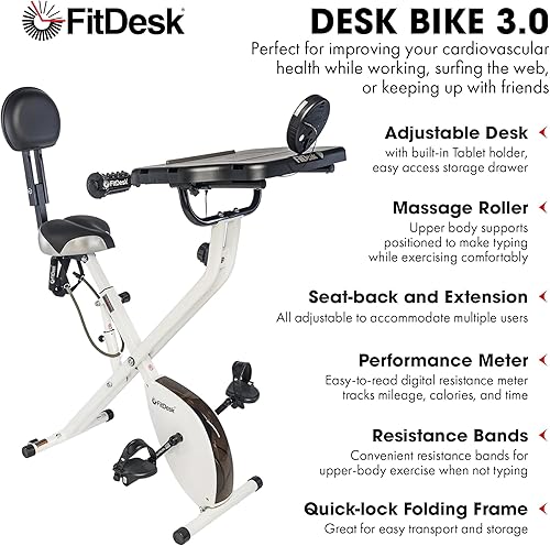 Miniatura 2 de FitDesk Escritorio de bicicleta de ejercicio de pie 3.0, entrenador de ciclismo de interior de altura ajustable con bandeja para portátil