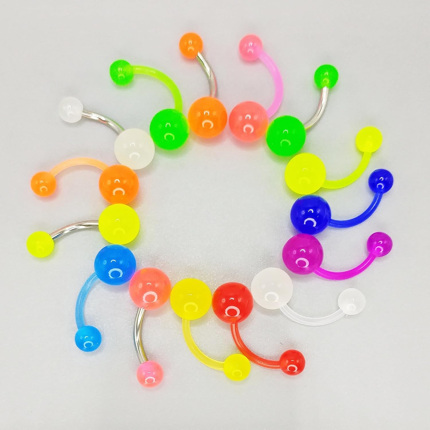 15pcs Glow in Dark Belly Button Ring, 14G Acrylic Belly Button Piercing Jewelry
