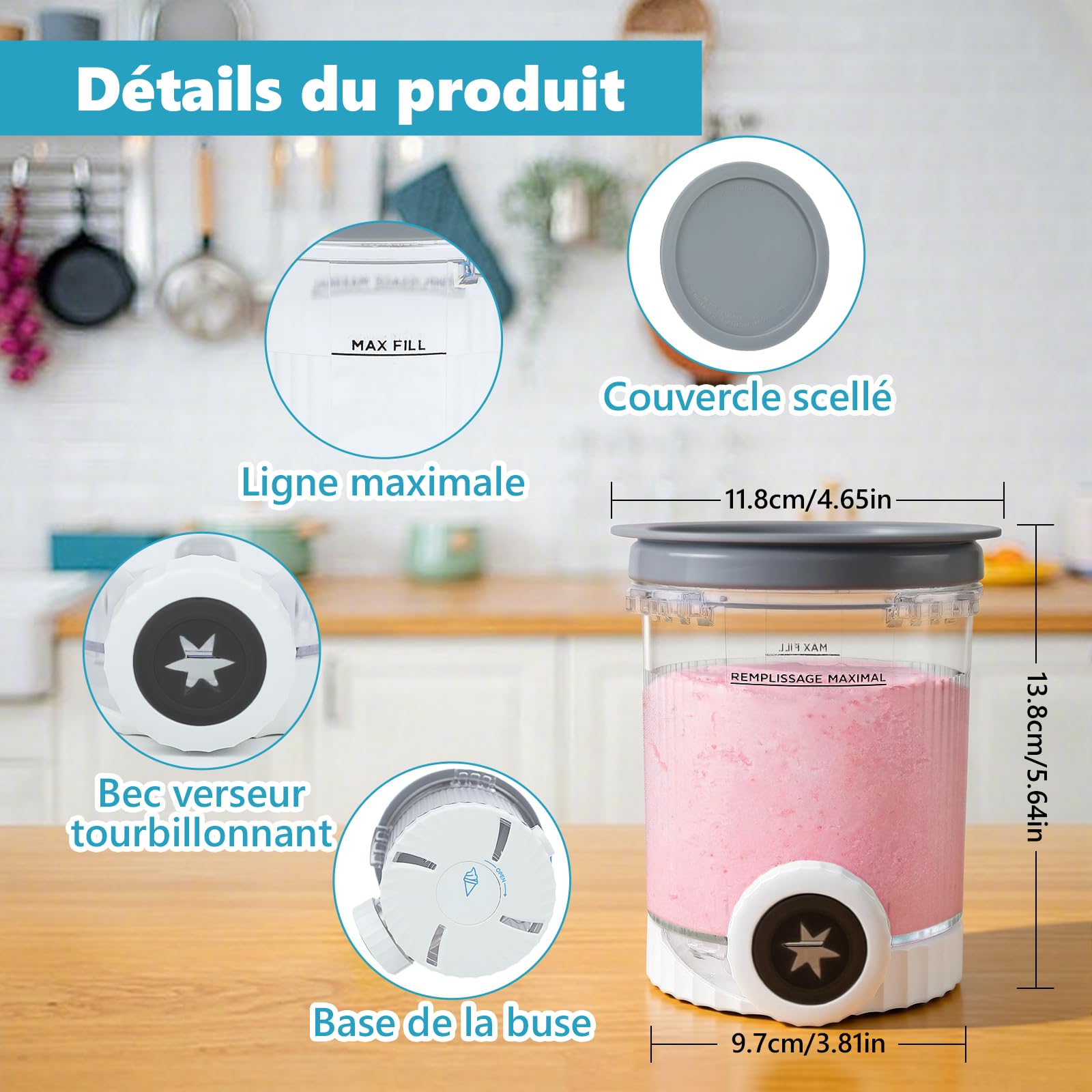 Nepfaivy Pot pour Ninja Swirl by Creami - 2 Pièces Récipient pour Ninja Creami NC701EU NC700, Bacs à Crème Glacée avec Couvercles Étanches, Sans BPA, Lave-Vaisselle, Machine à Glace Accessoires