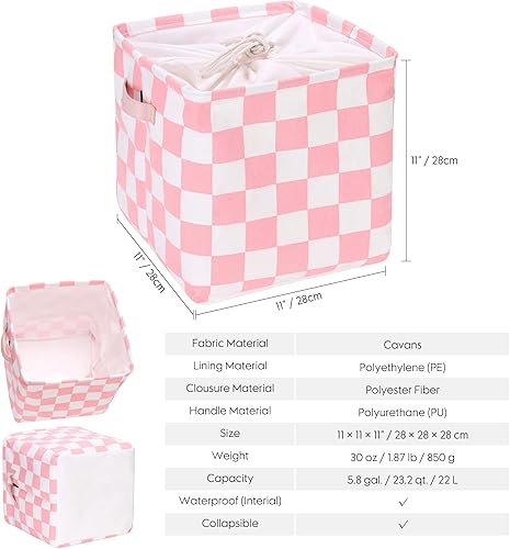 Miniatura 6 de Hinwo Paquete de 3 cubos organizadores cúbicos, cestas de almacenamiento de tela de lona con asas, contenedores de almacenamiento cuadrados de