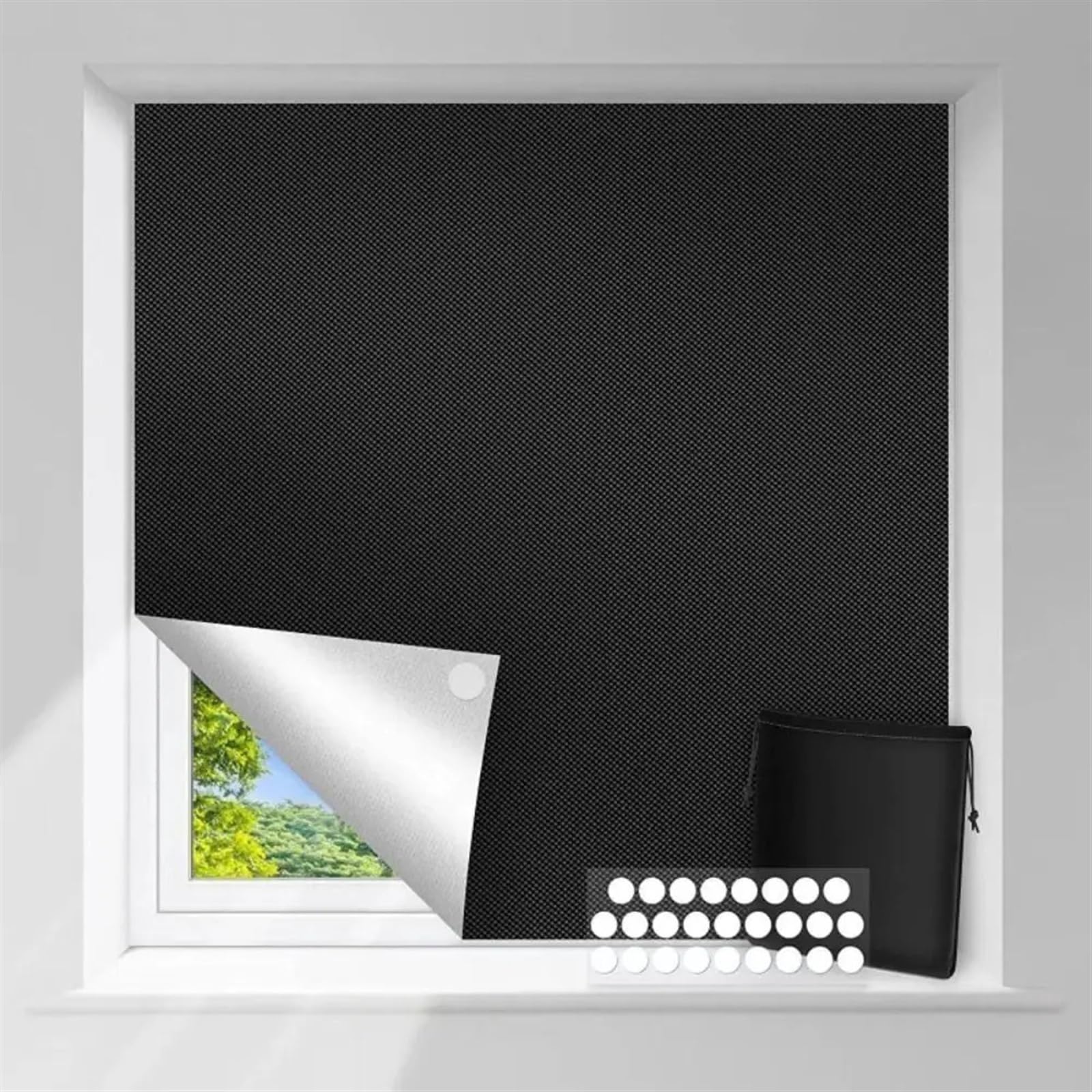 XIUsheUA blackout blinds stick on Travel DIY Non-perforated Temporary Curtain Blackout Blind Window Thermal Insulated Kitchen Curtains Stick On Cover(A-150x240cm)