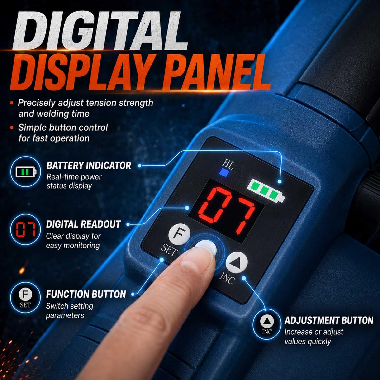 Handgehaltene Elektrische Umreifungsmaschine, Elektrisches Umreifungswerkzeug Für Pp-/Pet-Umreifungsbänder Mit LCD-Display, Geeignet Für Holz, Marmor, Ziegel Und Stahl Singlebattery