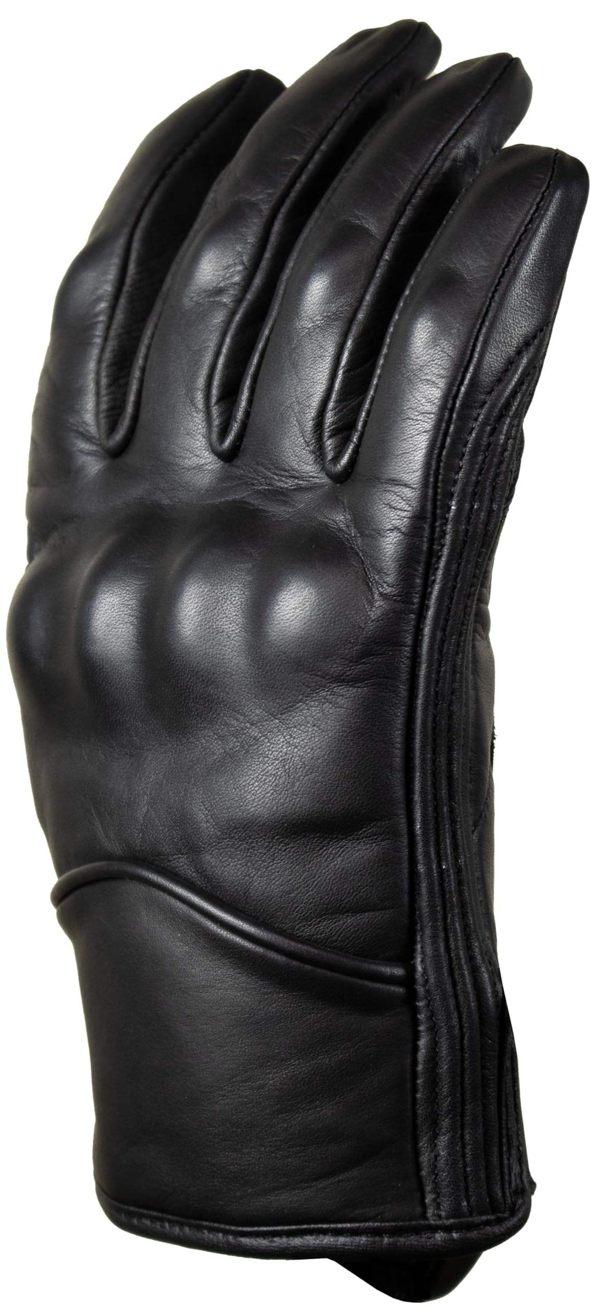 MDM Guanti moto in pelle per uomo stile classico, palmo antiscivolo, protezione discreta delle nocche e chiusura regolabile, nero