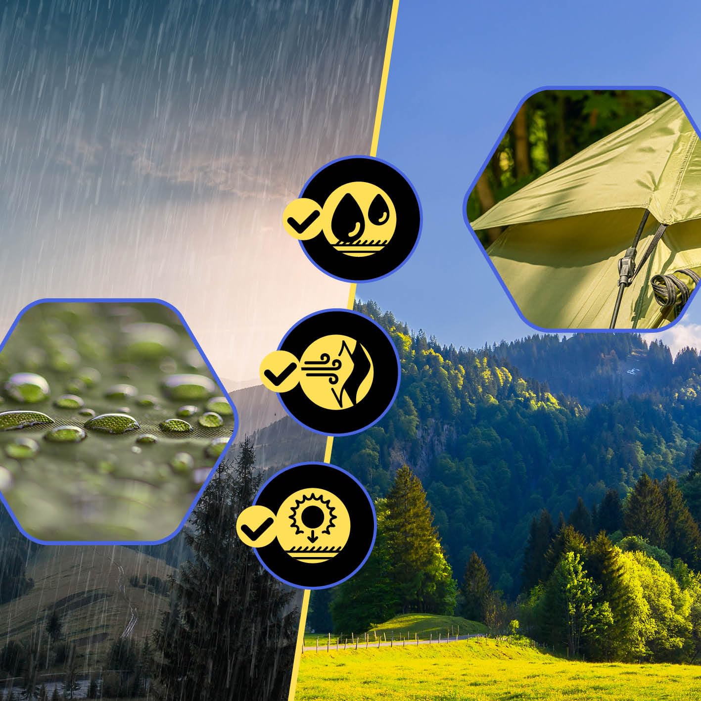 Lumaland Tenda da campeggio pop-up | tenda a cupola per 2-3 persone 215 x 195 x 120 cm | 4 stagioni | tenda da trekking e festival | leggera, impermeabile e robusta | montaggio semplice, veloce