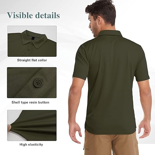 Vista 6 de MEETWEE Camisas polo para hombre, camisas de golf de secado rápido, manga corta, camisas tácticas, camisa con cuello que absorbe la humedad