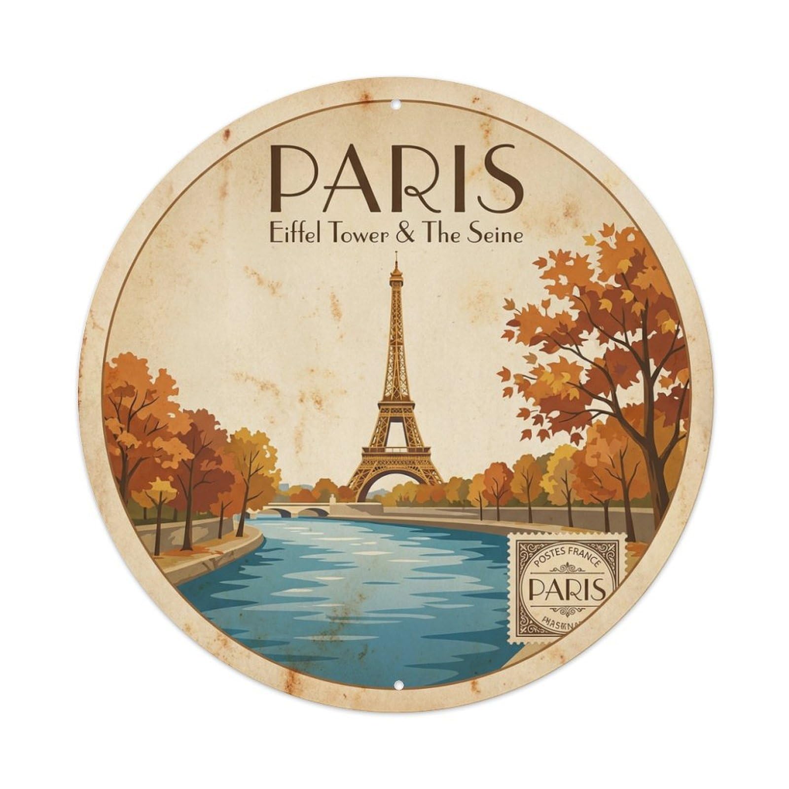 Olhnbad Style Paris Landmark Route Travel Retro Culture Metal Tin Sign