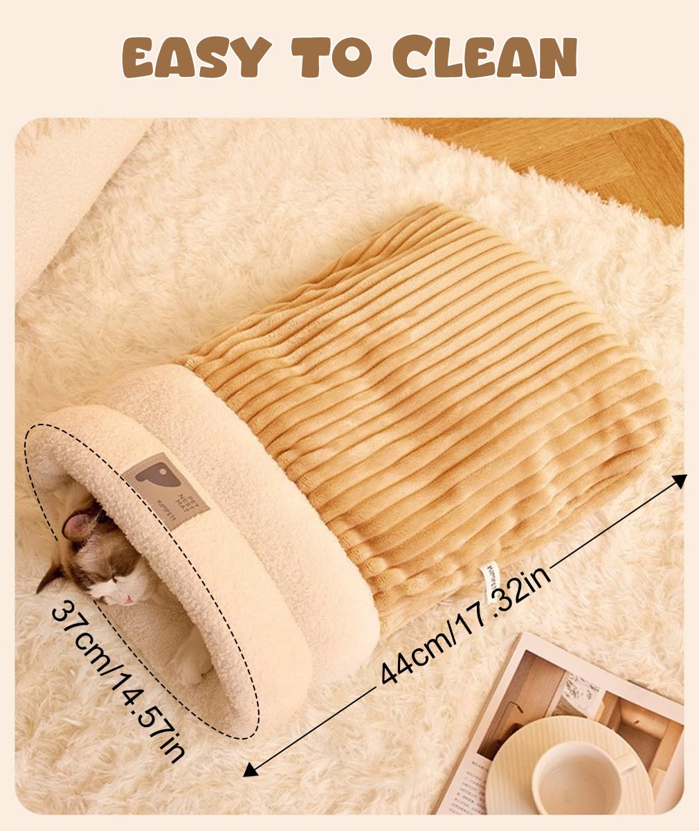 Cat Sleeping Bag,Flutty Warm Beds Cave Nest for Indoor Kitten 360 ° Warp Plush Winter Pet Sleeping Pocket Bags Mat Pad For Cat & Small Dog Below 5KG/12 LB Hideaway - Image 4