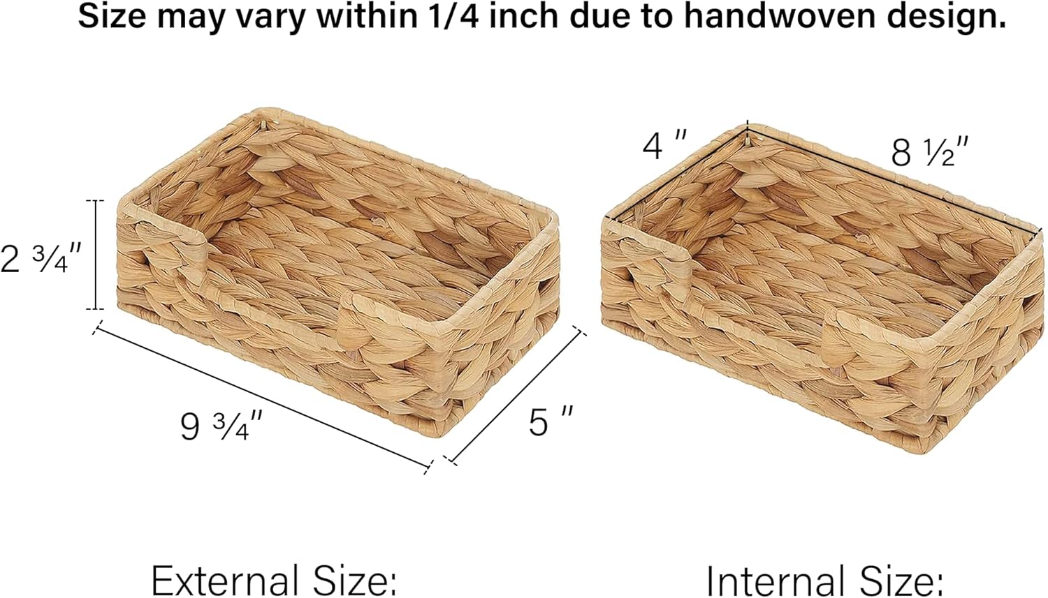 StorageWorks Water Hyacinth Napkin Holder for Bathroom, Wicker Napkin Baskets for Bathroom, Guest Towel Holder, 9 ¾"L x 5"W x 2 ¾"H, 1 Pack - Image 2