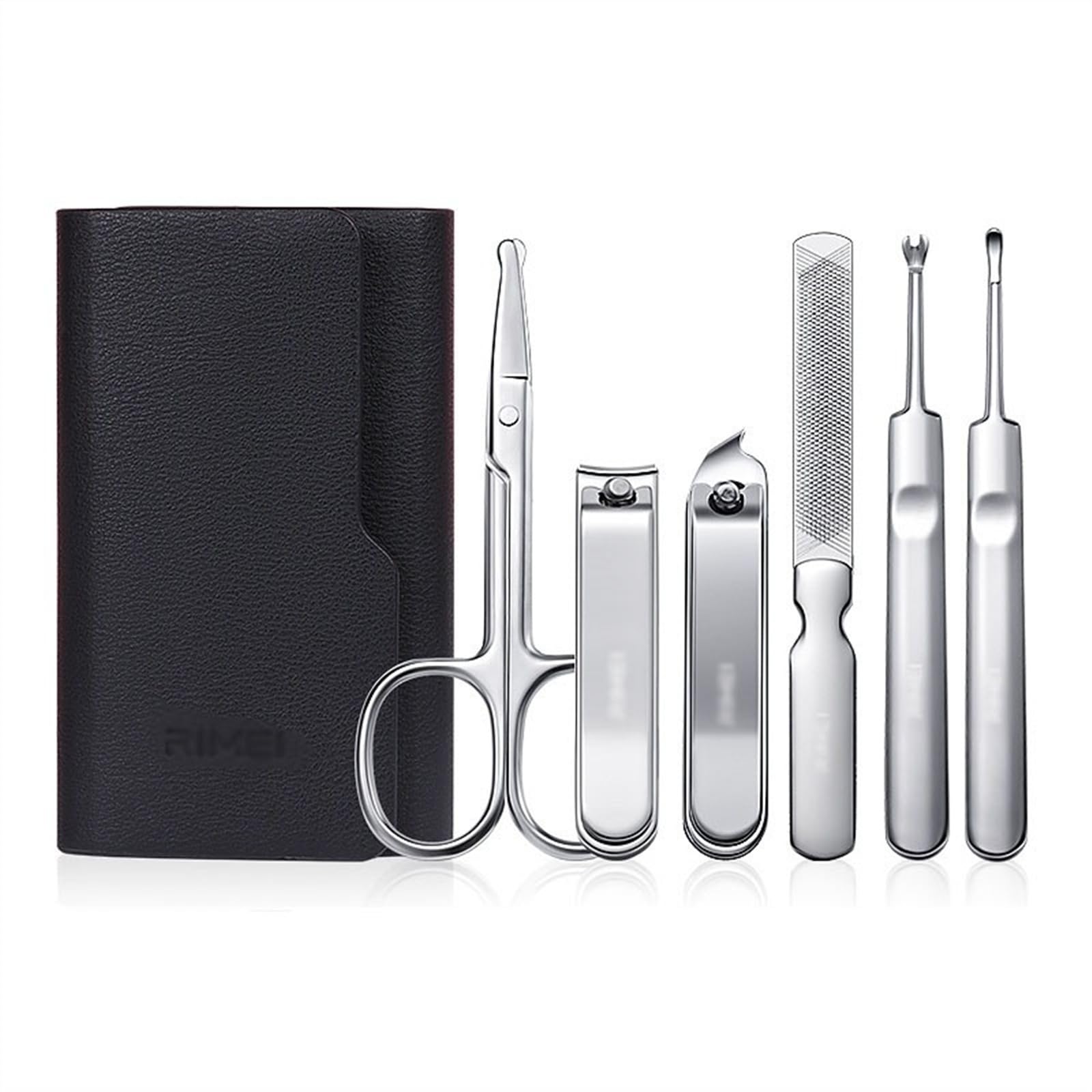 Set tagliaunghie, Kit Portatile da 6 Pezzi con forbicine per Unghie e Custodia da Viaggio in Pelle, Set per la Cura Personale