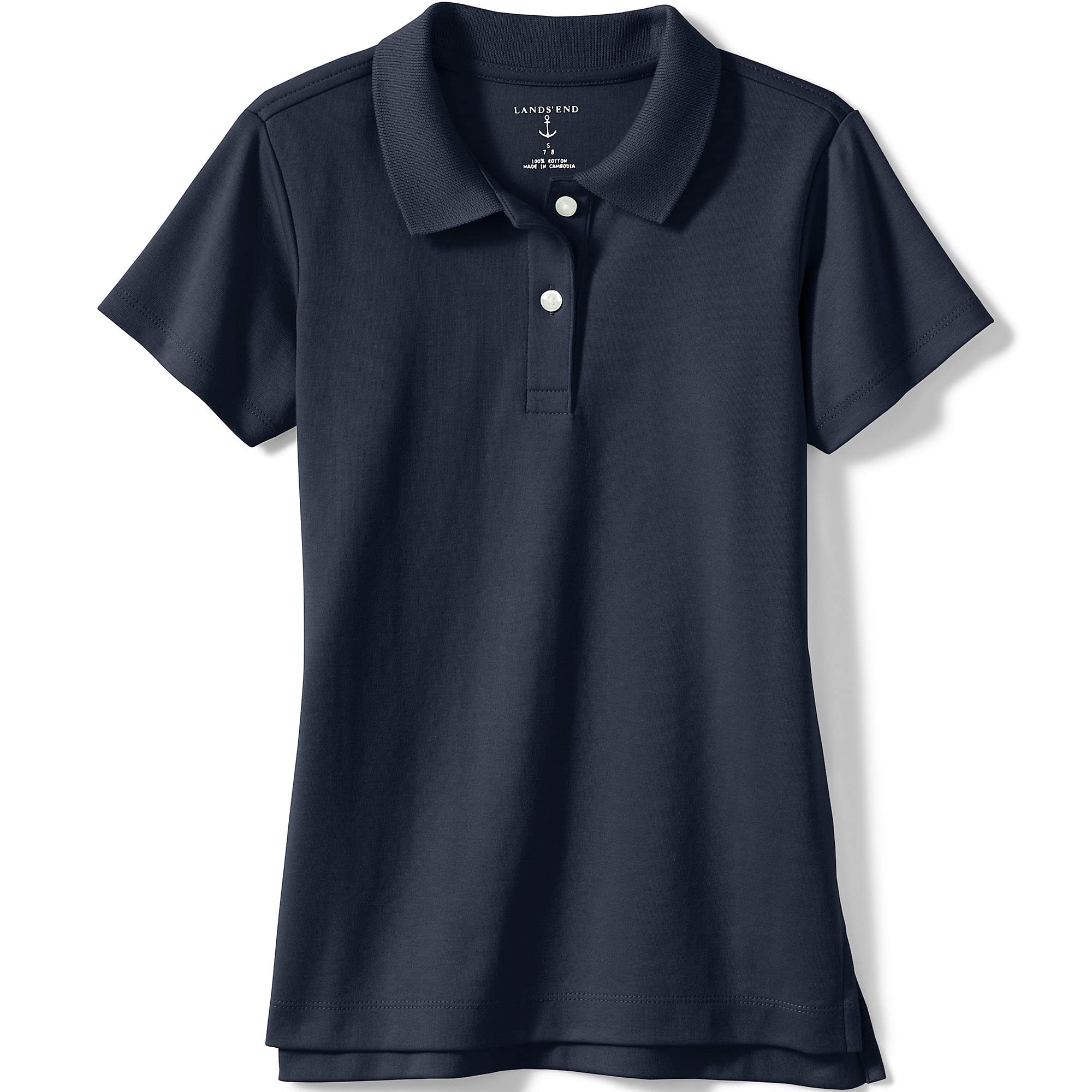 Lands' End School Uniform Girls Short Sleeve Feminine Fit Interlock Polo Shirt