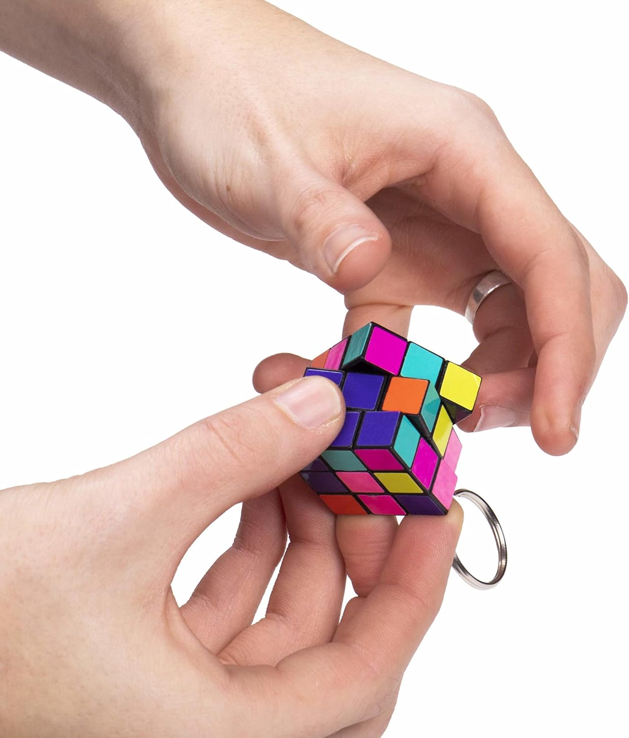 Puzzle Cube Party | Mini Retro Neon Speedcubes with Keychain | Perfect Goodie Bag Filler, Pinata Stuffer | Sensory Fidget Toy | 12 Pack