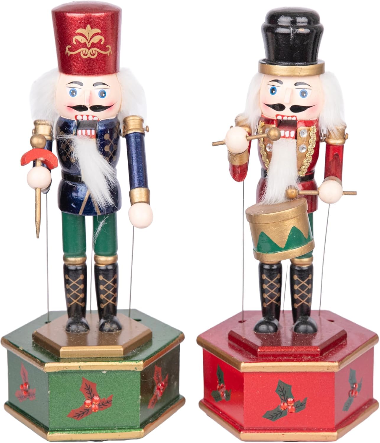 Shatchi Any 30Cm Musical Box Wooden Christmas Nutcrackers Soldiers Animated Clockwork Puppet Figurines Home Decoration Ornament -Supplied One