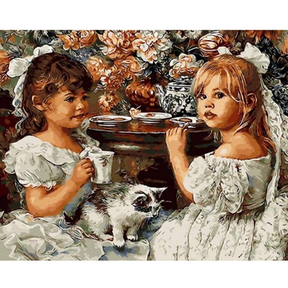 Peinture par numéro pour filles 40x50cm avec cadre bois acrylique