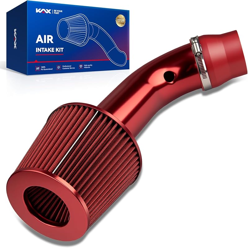 Kit de admissão de ar frio KAX 3 polegadas com filtro reutilizável – Vermelho