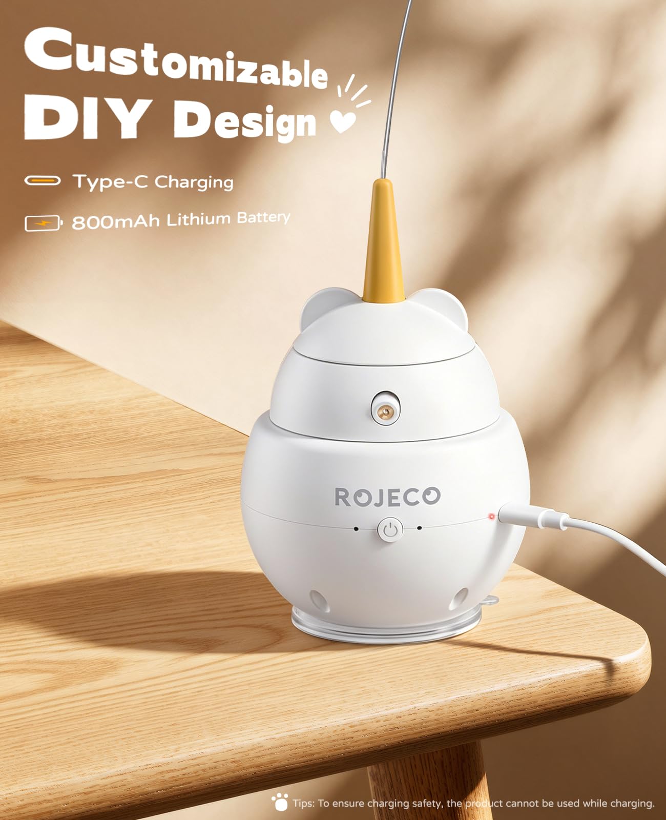 ROJECO Versione Migliorata – Giocattolo Interattivo per Gatti con Laser Rotante 360 & Canna da Pesca 2in1, Ricaricabile USB-C, 3 Modalità, Ventosa Potente, Spegnimento Automatico Intelligente