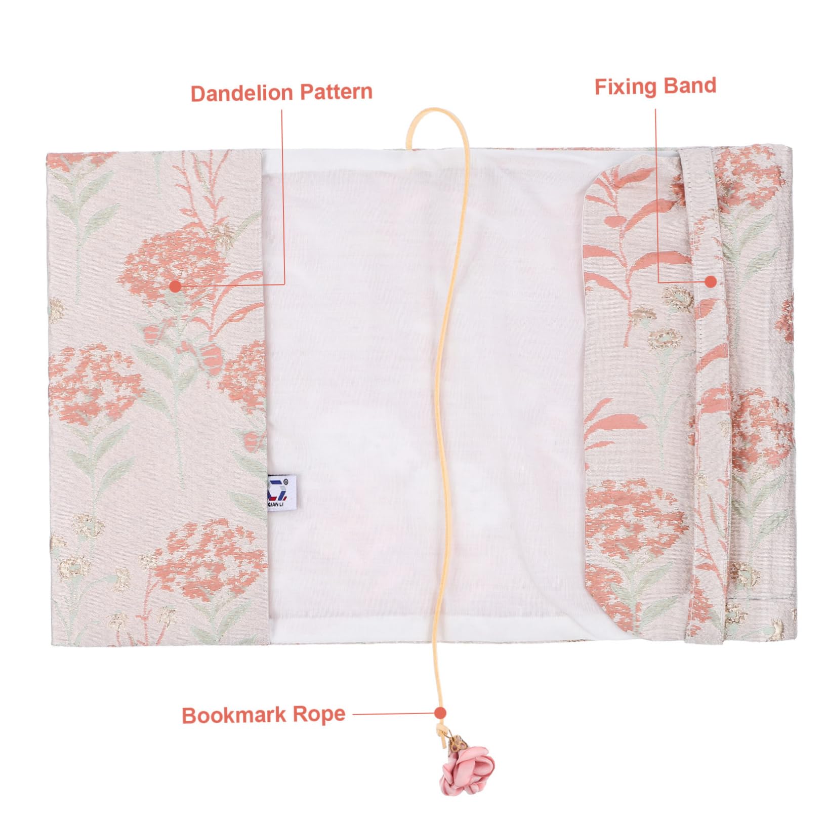 NUOBESTY 3pezzi Copertina Decorativa Tessuto Aesthetic Per Libri Protezione Morbida Per Libri Con Segnalibro Stile Floreale Dandelion Copertura Per Amanti Della Lettura