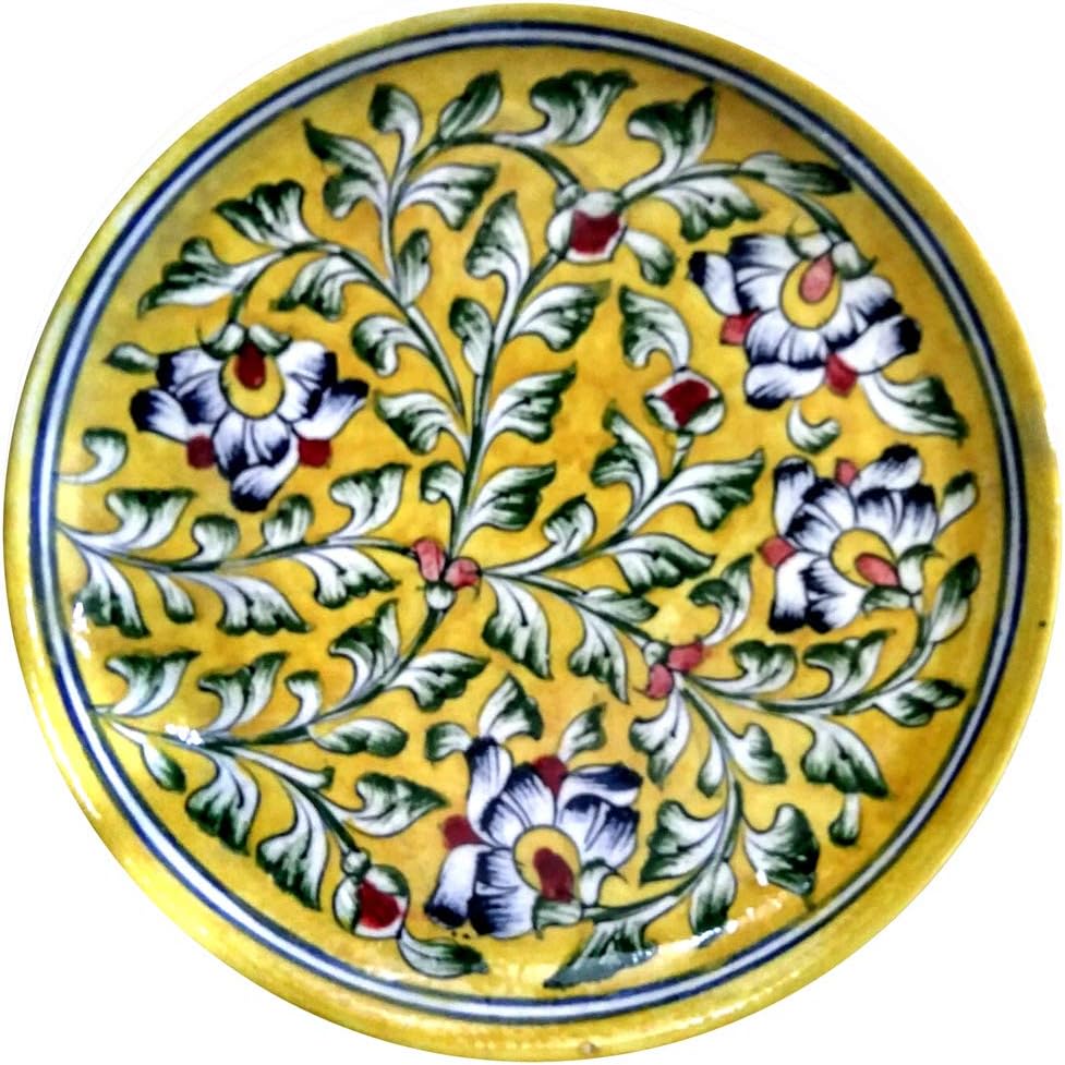Aurea Blue Pottery Decorative Wall Plate (8") for Drawing Room/Living Room/Dining Room Decor