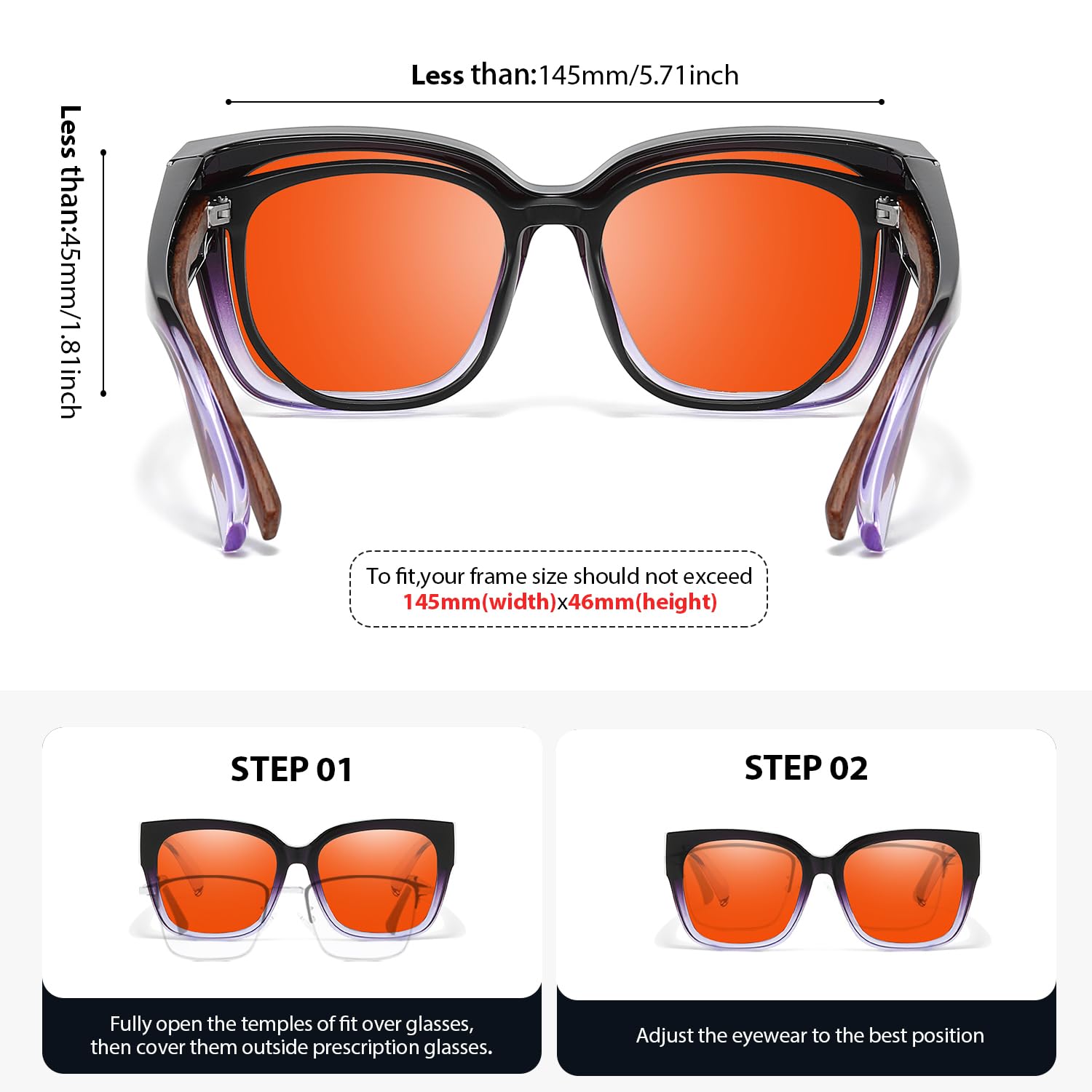VIEWBETTER® Lunettes anti-99,99 % de blocage de la lumière bleue sur les lunettes, lunettes de jeu surdimensionnées pour ordinateur Orange ambré
